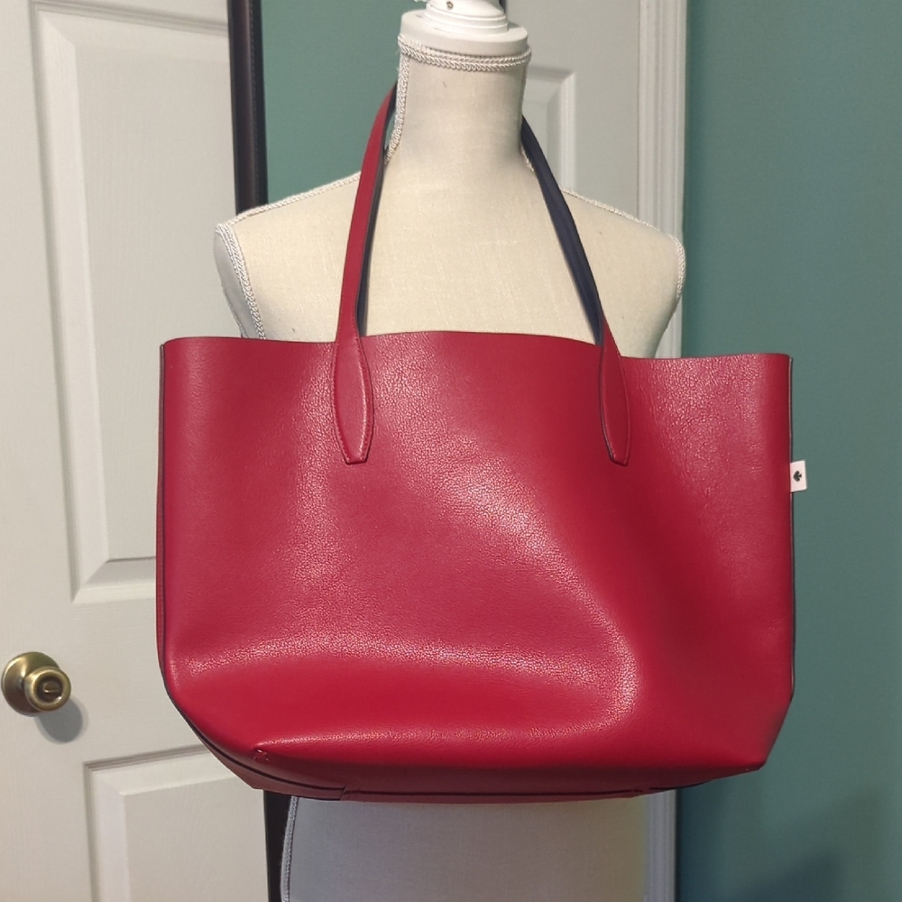 Kate Spade Reversible Red/Cherries Leather Tote Bag with Spacious Interior